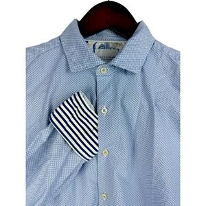 Cactus Man‎ Ricky Singh Mens Blue Geometric Print Button Down Dress Shirt Size M